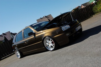 ATF-Tuning Golf 3: VR6 Turbo-Umbau m. 380 PS, T3/T4 Turbolader, 3"-Auspuffanlage, externe Tial Wastegate, Gewindefahrwerk, Body-Kit, 8,5x17" mit 205/40 und 9x17" mit 225/35