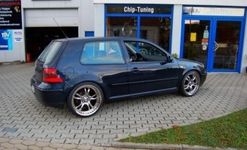 ATF-Tuning Golf 4: H&R Tieferlegung, vorne 8,5 x 18" Brock B16 Chrom / Edelstahl, hinten 9,5 x 18" Brock B16 Chrom / Edelstahl